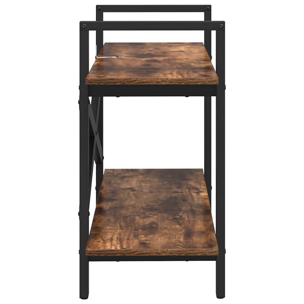 vidaXL Bookshelf 2-Tier 100 x 33.5 x 64 cm Engineered Wood Smoked Oak