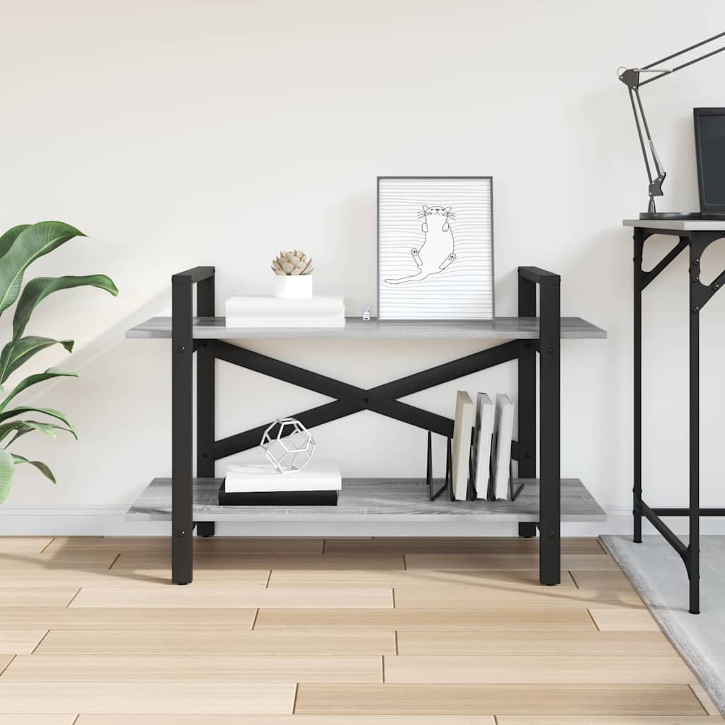 vidaXL Bookshelf 2-Tier 100 x 33.5 x 64 cm Engineered Wood Grey Sonoma