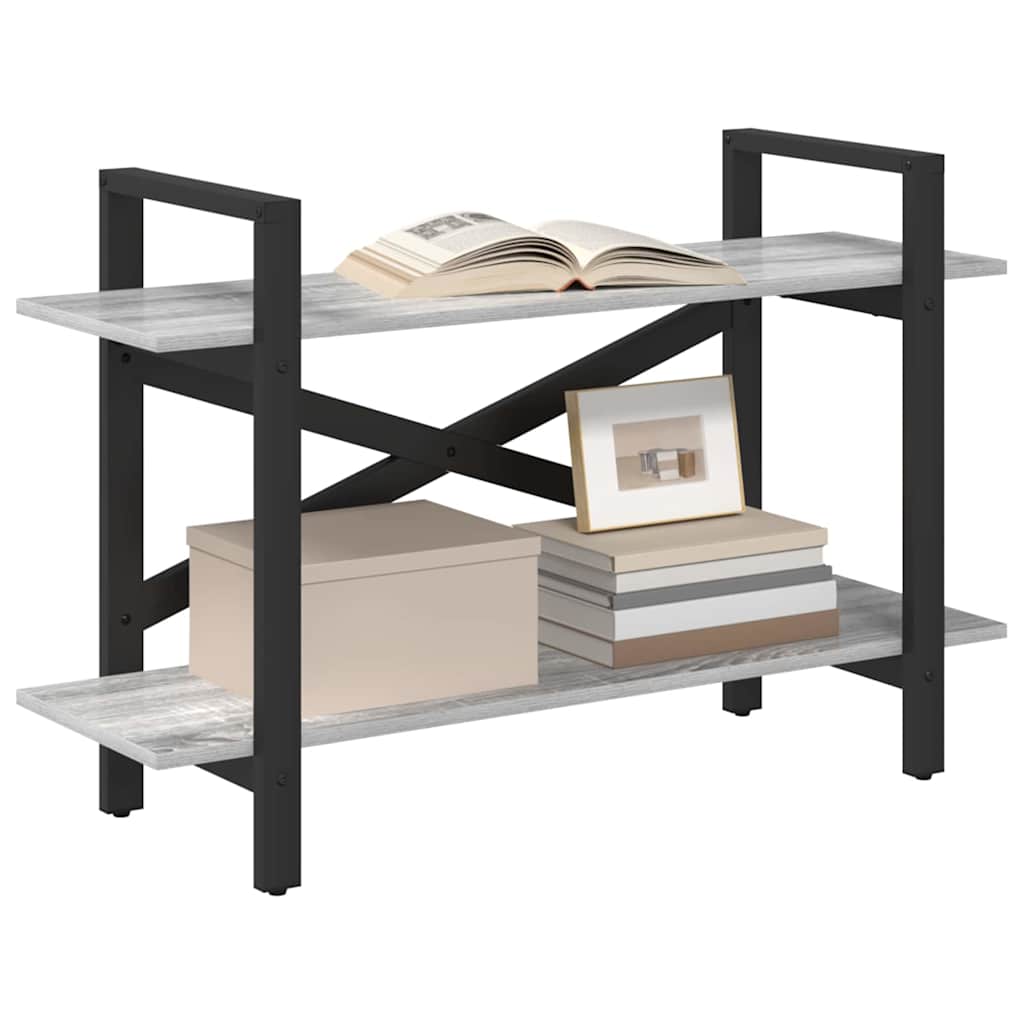 vidaXL Bookshelf 2-Tier 100 x 33.5 x 64 cm Engineered Wood Grey Sonoma