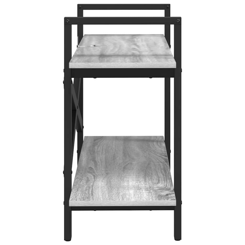 vidaXL Bookshelf 2-Tier 100 x 33.5 x 64 cm Engineered Wood Grey Sonoma