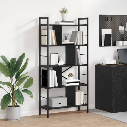 vidaXL Bookshelf 9-Tier 75 x 30 x 156 cm Engineered Wood Black Oak