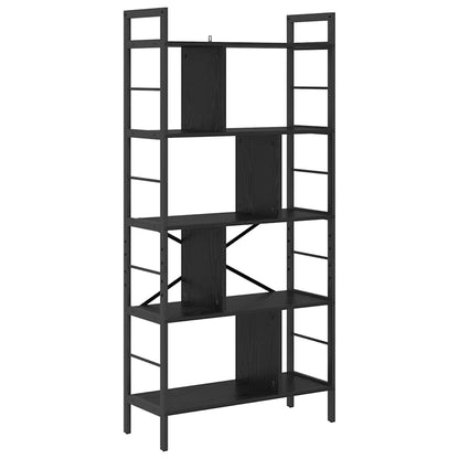 vidaXL Bookshelf 9-Tier 75 x 30 x 156 cm Engineered Wood Black Oak