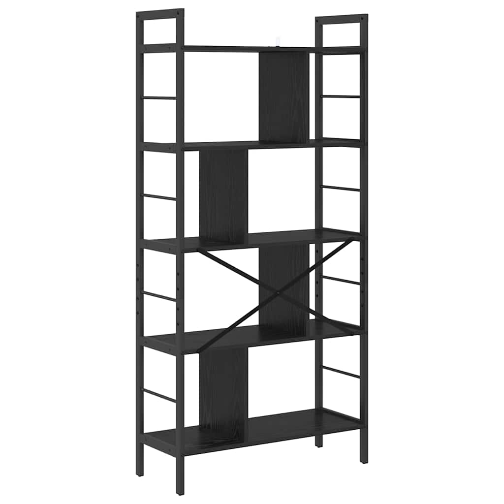 vidaXL Bookshelf 9-Tier 75 x 30 x 156 cm Engineered Wood Black Oak