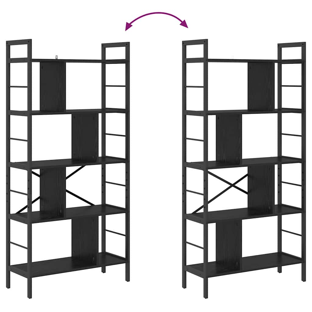 vidaXL Bookshelf Black Oak 75 x 30 x 156 cm Engineered Wood