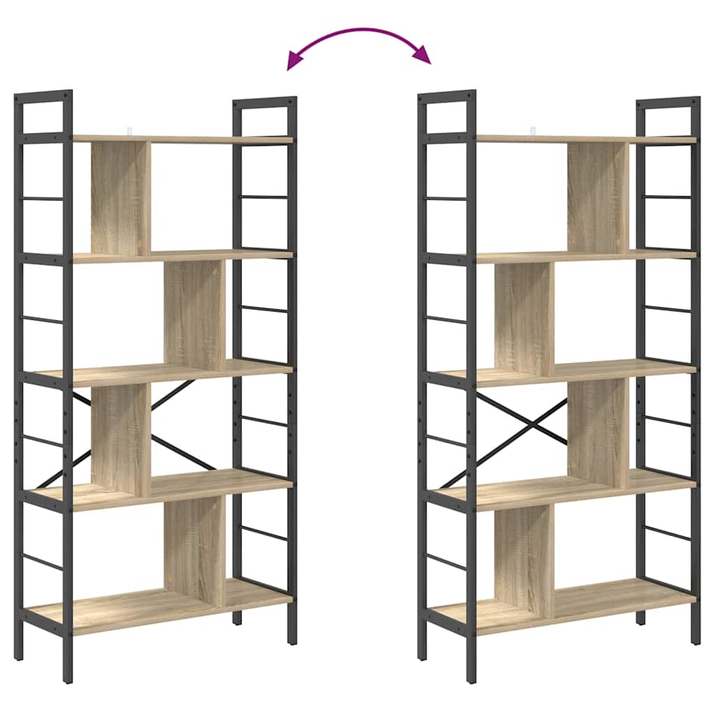 vidaXL Bookshelf Sonoma Oak 75 x 30 x 156 cm Engineered Wood