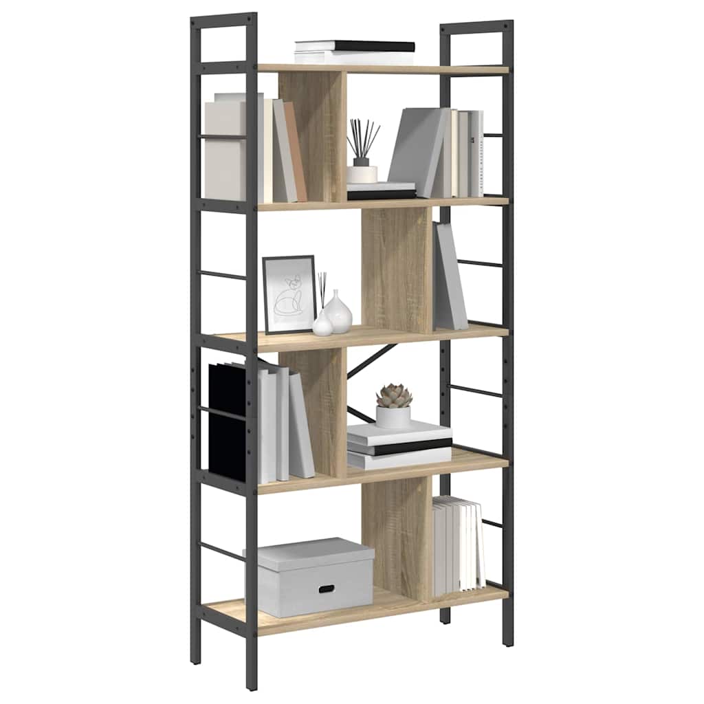 vidaXL Bookshelf 9-Tier 75 x 30 x 156 cm Engineered Wood Sonoma Oak