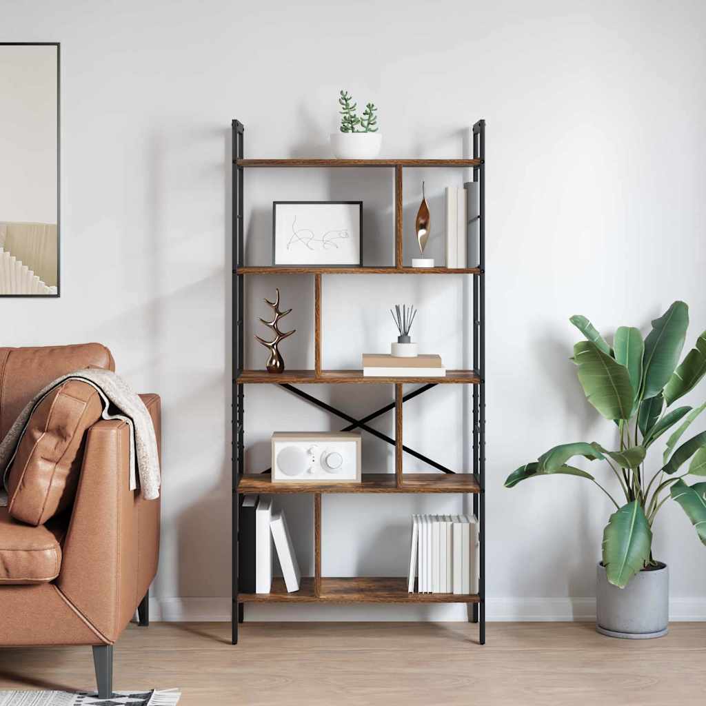 vidaXL Bookshelf 9-Tier 75 x 30 x 156 cm Engineered Wood Smoked Oak