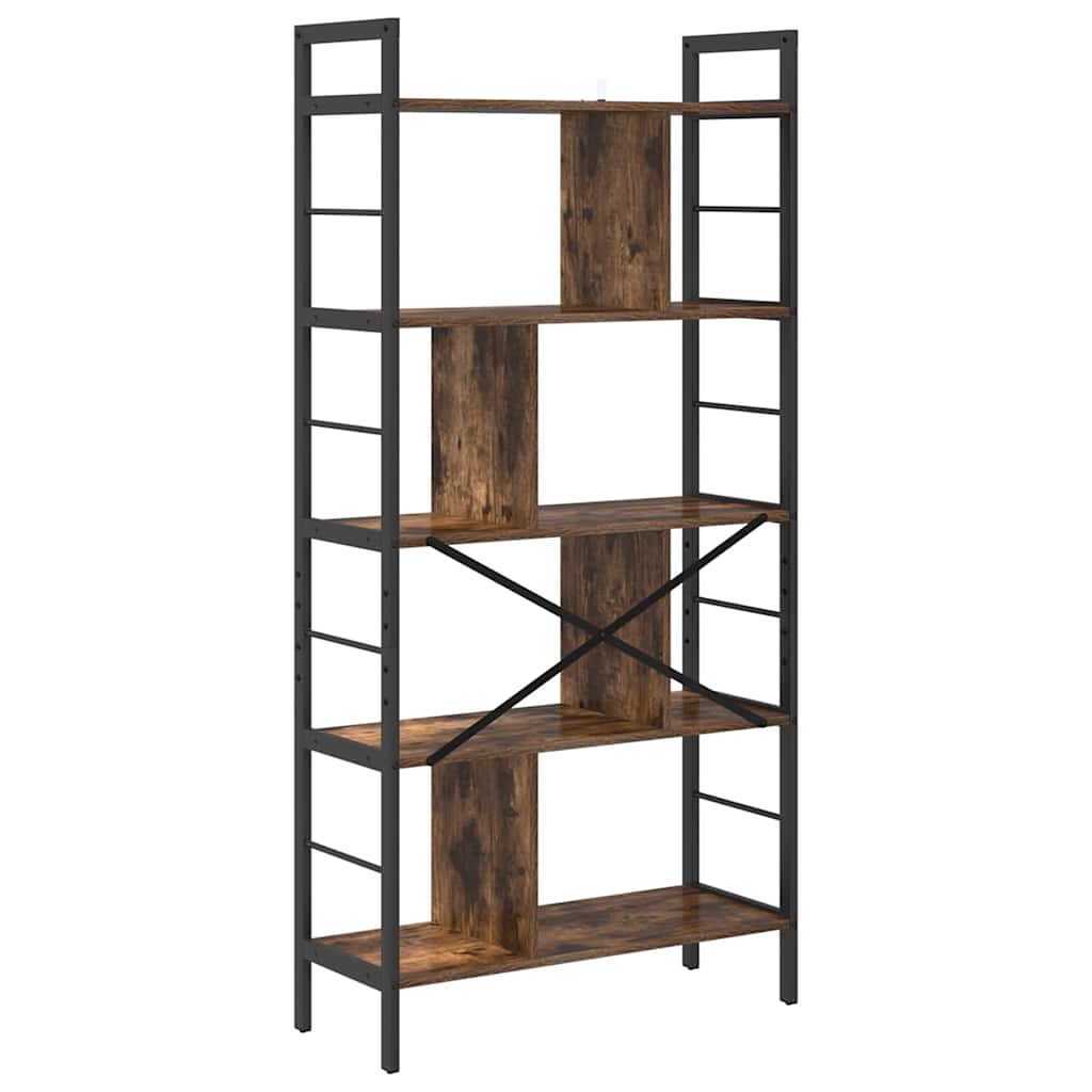 vidaXL Bookshelf 9-Tier 75 x 30 x 156 cm Engineered Wood Smoked Oak