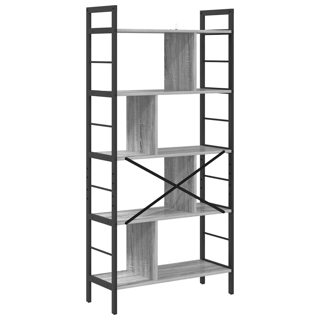 vidaXL Bookshelf Grey Sonoma 75 x 30 x 156 cm Engineered Wood