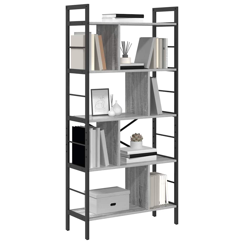 vidaXL Bookshelf Grey Sonoma 75 x 30 x 156 cm Engineered Wood