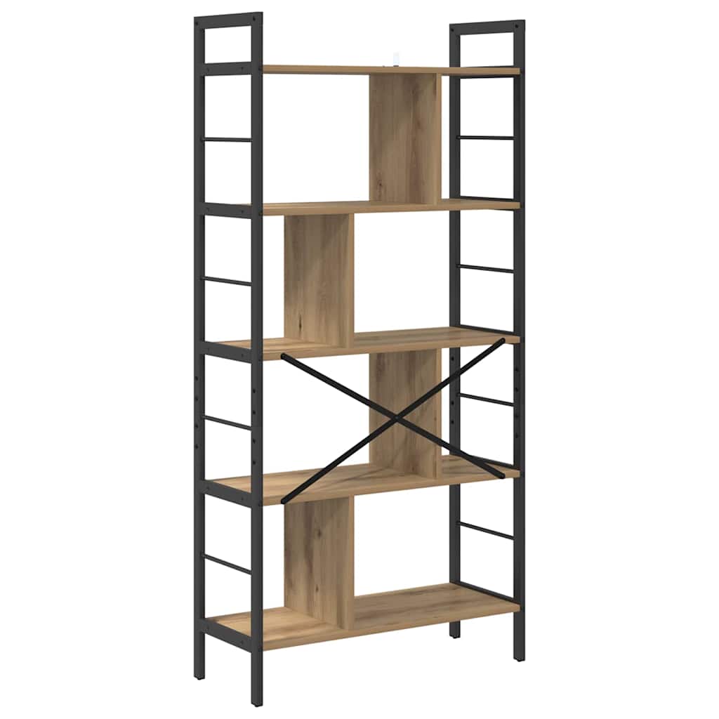 vidaXL Bookshelf 9-Tier 75 x 30 x 156 cm Engineered Wood Artisan Oak
