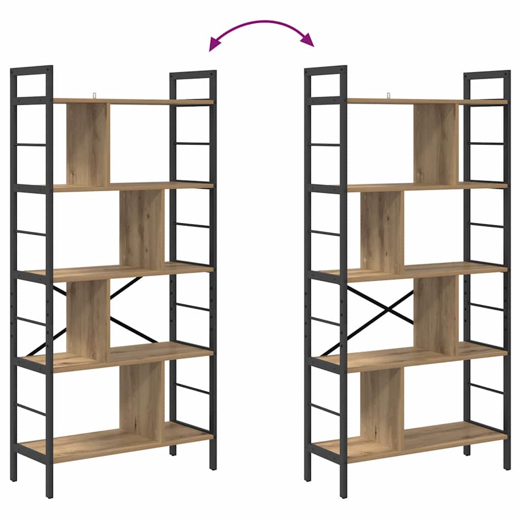 vidaXL Bookshelf 9-Tier 75 x 30 x 156 cm Engineered Wood Artisan Oak