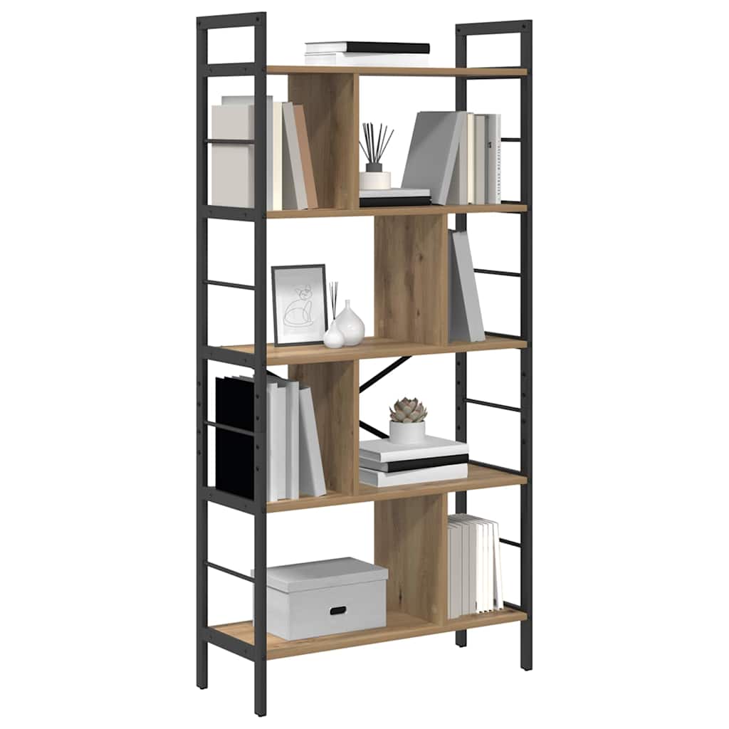 vidaXL Bookshelf 9-Tier 75 x 30 x 156 cm Engineered Wood Artisan Oak
