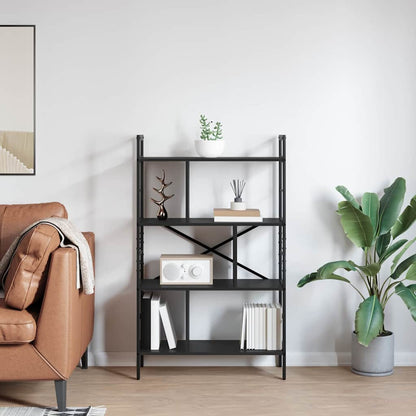 vidaXL Bookshelf Black Oak 75 x 30 x 123.5 cm Engineered Wood
