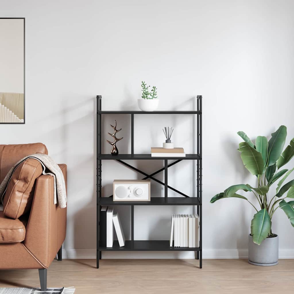vidaXL Bookshelf 7-Tier 75 x 30 x 123.5 cm Engineered Wood Black Oak