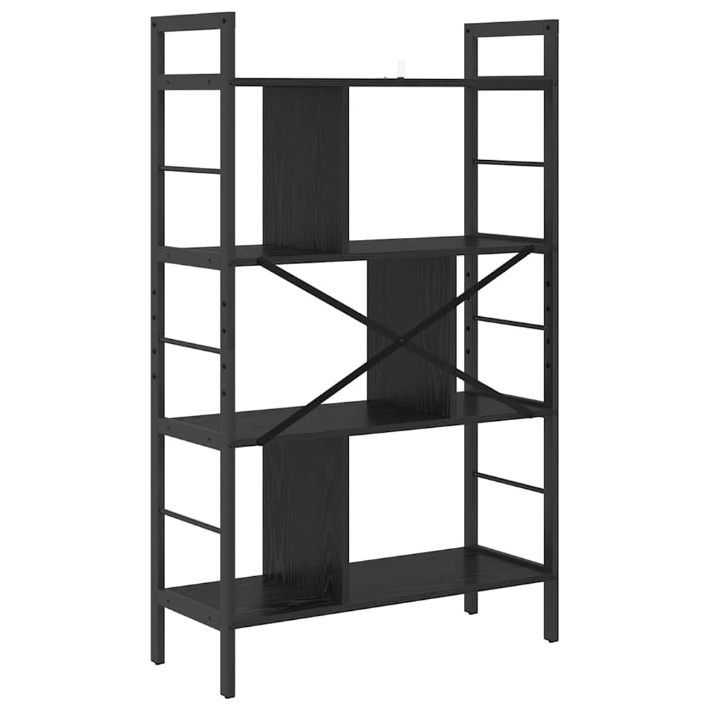 vidaXL Bookshelf 7-Tier 75 x 30 x 123.5 cm Engineered Wood Black Oak