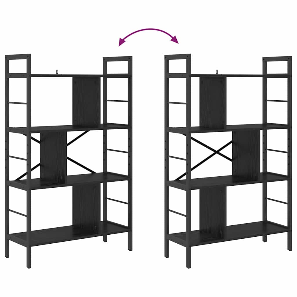 vidaXL Bookshelf Black Oak 75 x 30 x 123.5 cm Engineered Wood
