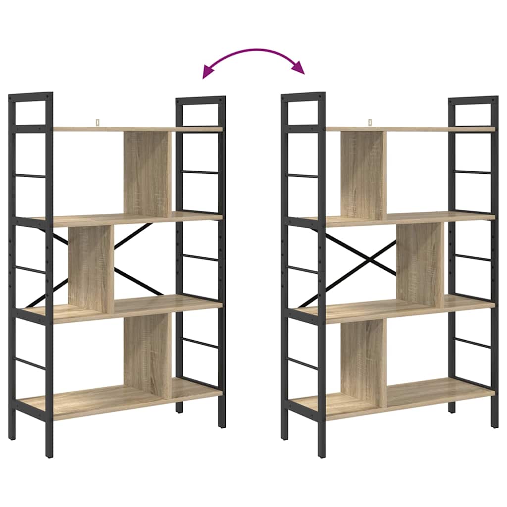 vidaXL Bookshelf Sonoma Oak 75 x 30 x 123.5 cm Engineered Wood