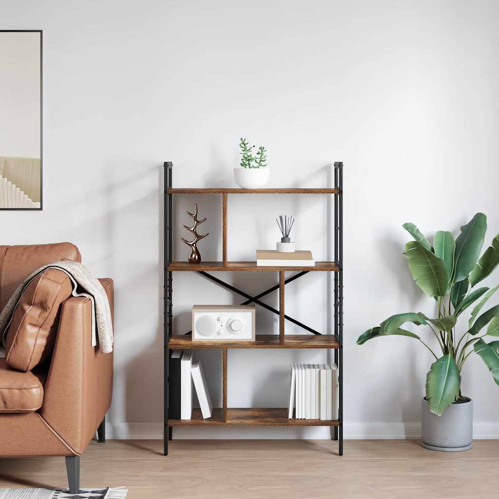 vidaXL Bookshelf Smoked Oak 75 x 30 x 123.5 cm Engineered Wood