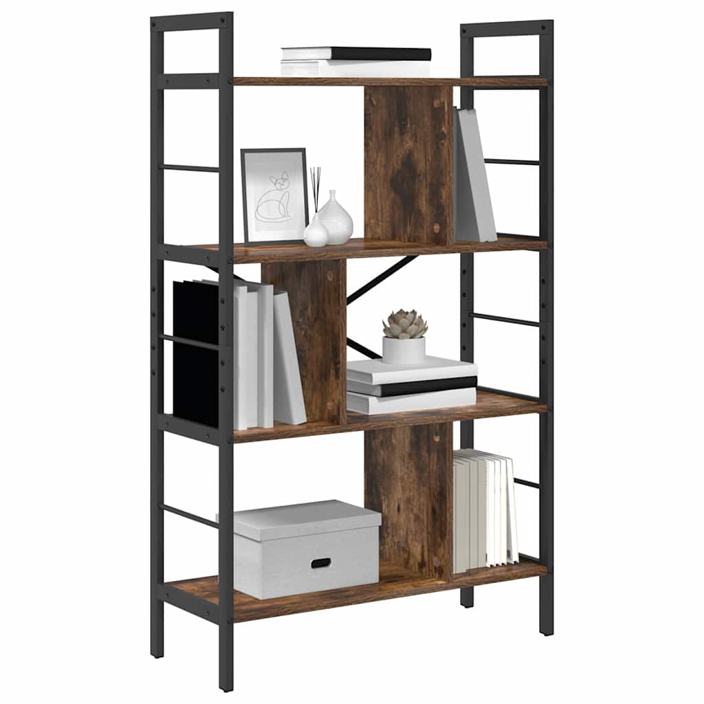 vidaXL Bookshelf Smoked Oak 75 x 30 x 123.5 cm Engineered Wood 7-Tier