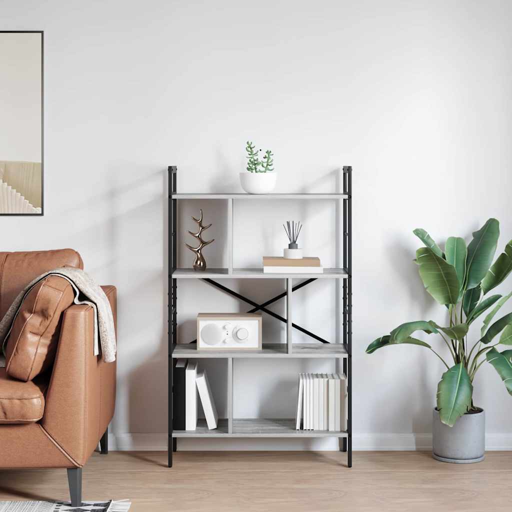 vidaXL Bookshelf 7-Tier 75 x 30 x 123.5 cm Engineered Wood Grey Sonoma