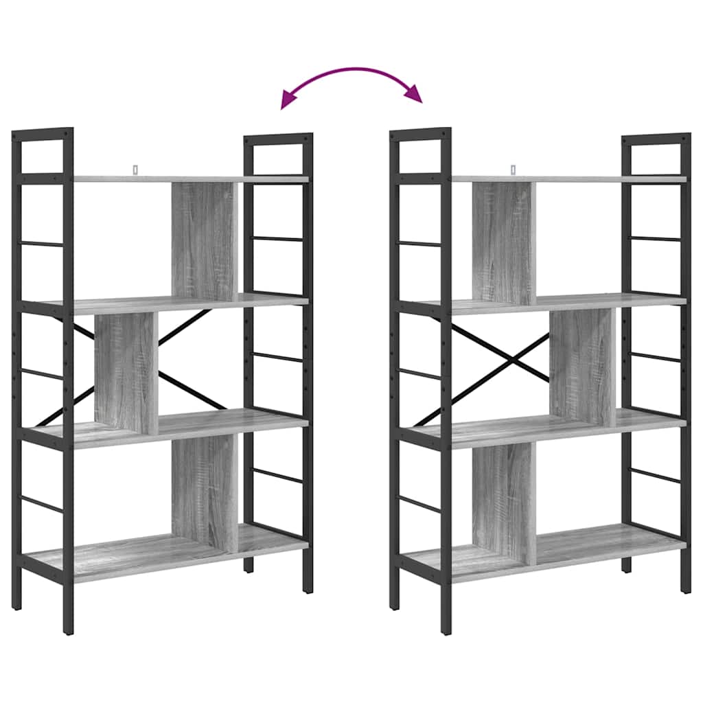 vidaXL Bookshelf 7-Tier 75 x 30 x 123.5 cm Engineered Wood Grey Sonoma
