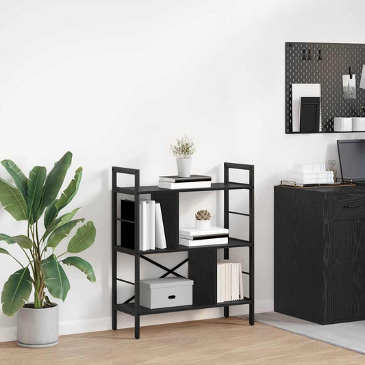 vidaXL Bookshelf 5-Tier 75 x 30 x 91 cm Engineered Wood Black Oak