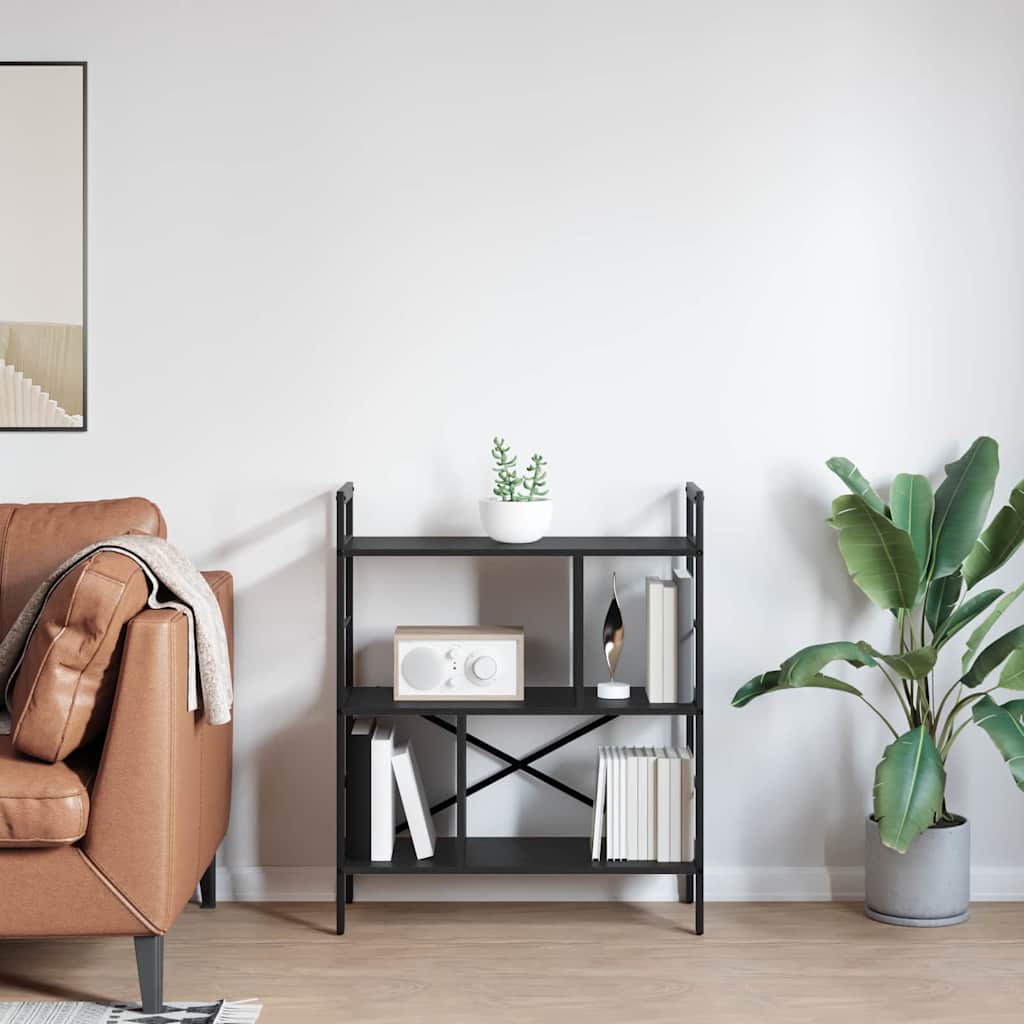 vidaXL Bookshelf Black Oak 75 x 30 x 91 cm Engineered Wood
