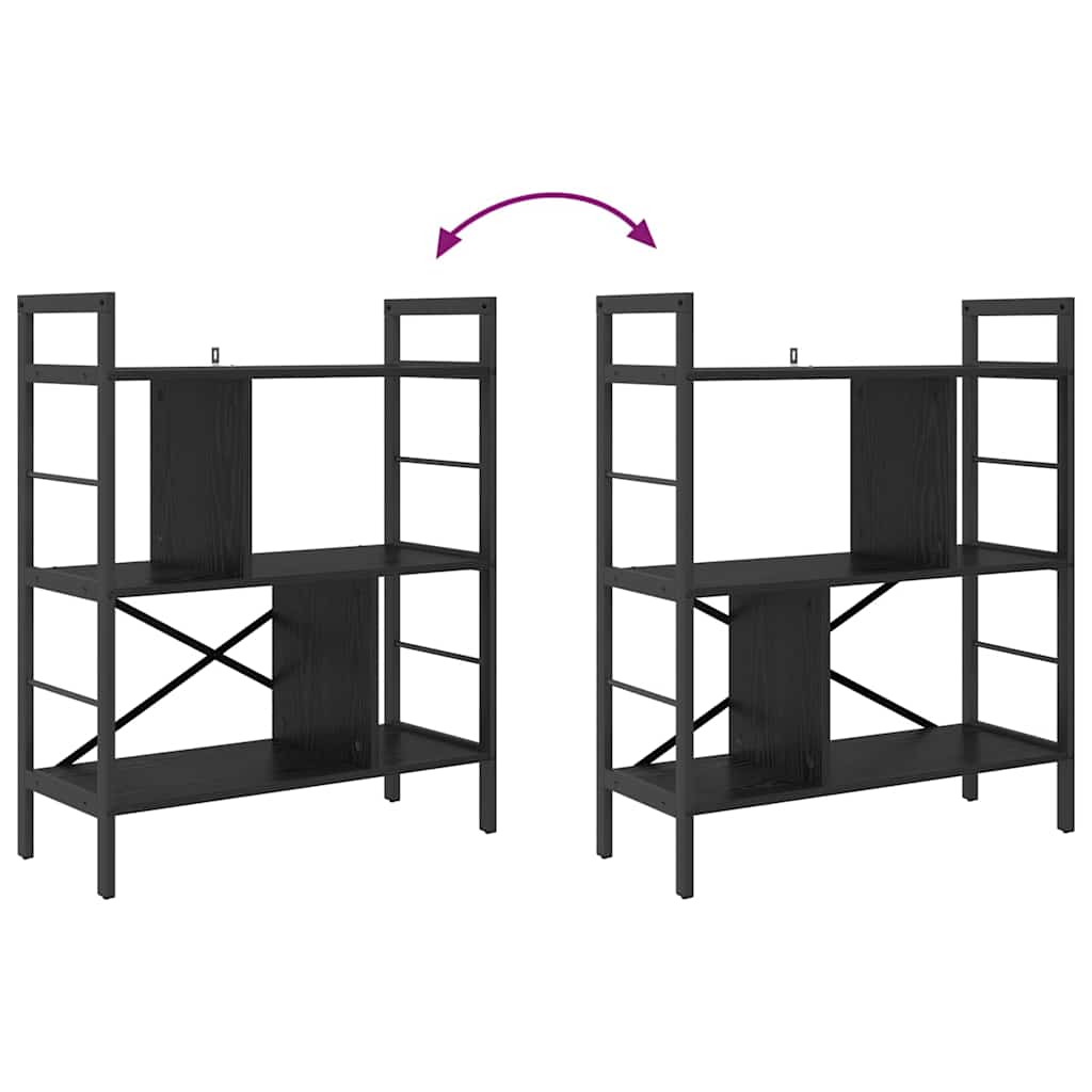 vidaXL Bookshelf 5-Tier 75 x 30 x 91 cm Engineered Wood Black Oak
