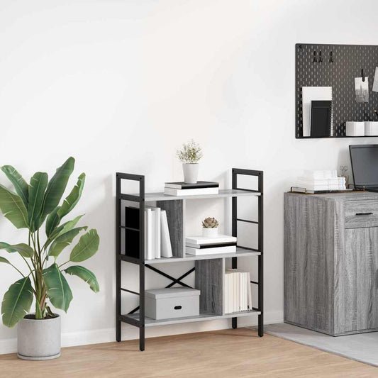 vidaXL Bookshelf 5-Tier 75 x 30 x 91 cm Engineered Wood Grey Sonoma