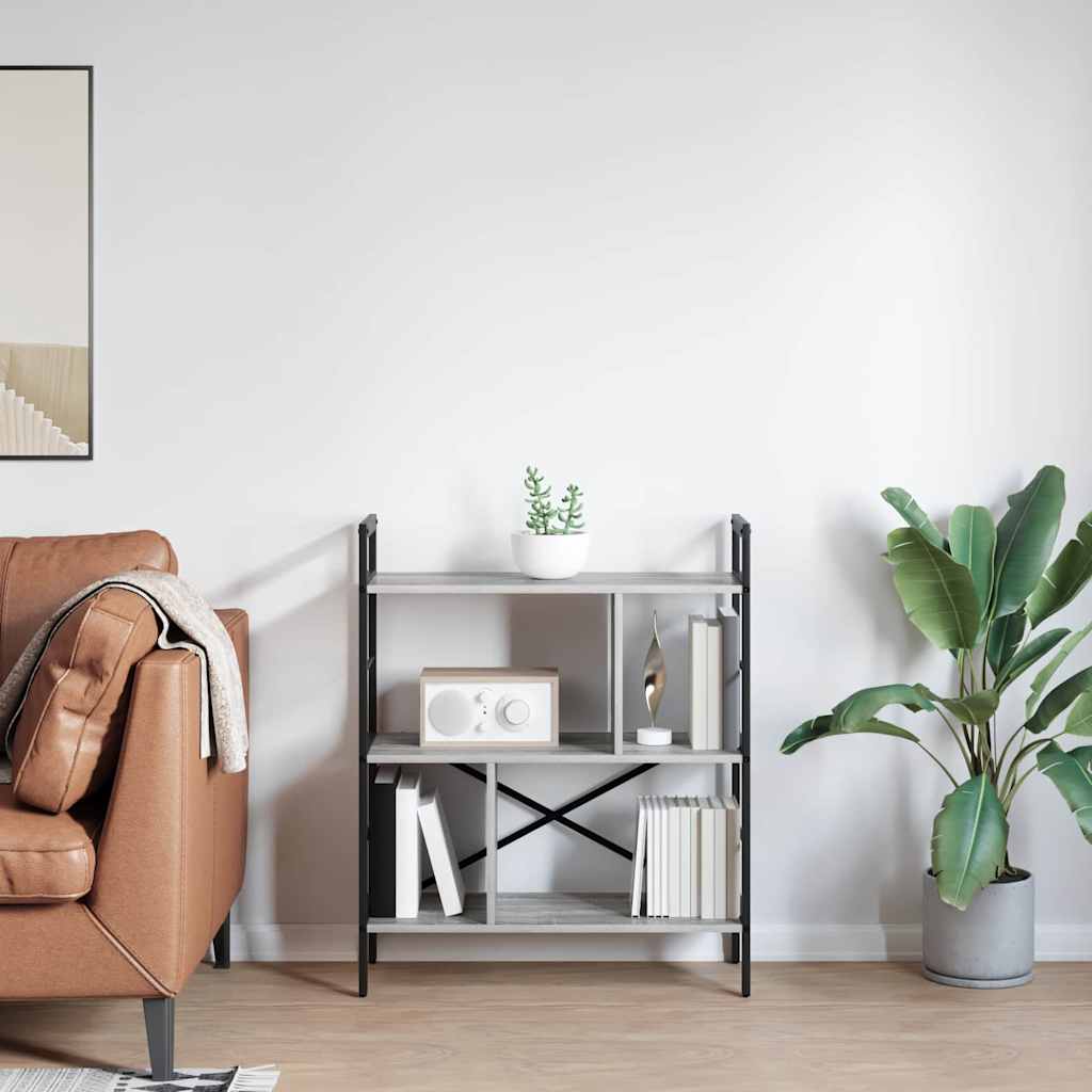 vidaXL Bookshelf 5-Tier 75 x 30 x 91 cm Engineered Wood Grey Sonoma
