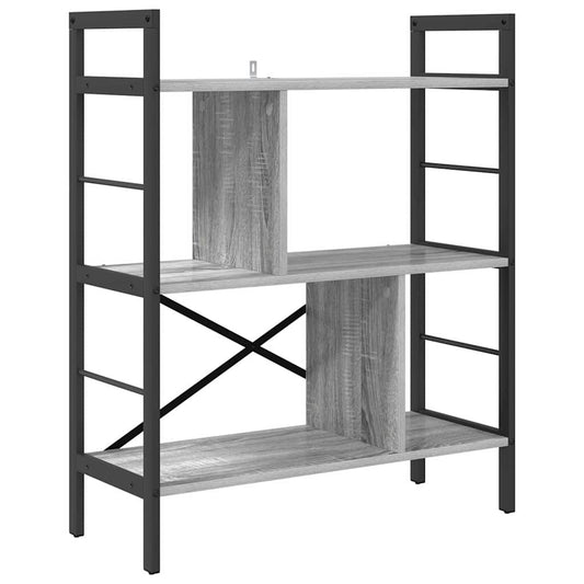 vidaXL Bookshelf 5-Tier 75 x 30 x 91 cm Engineered Wood Grey Sonoma