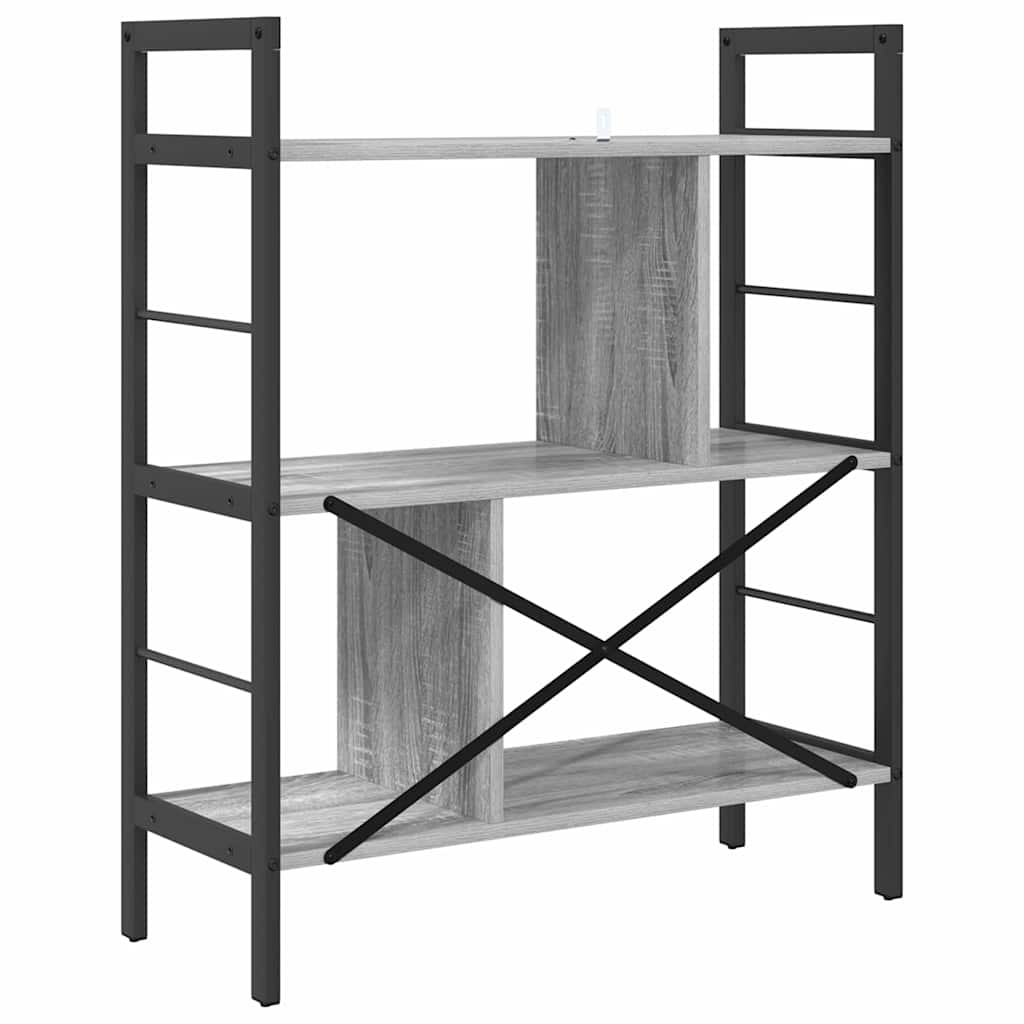 vidaXL Bookshelf Grey Sonoma 75 x 30 x 91 cm Engineered Wood