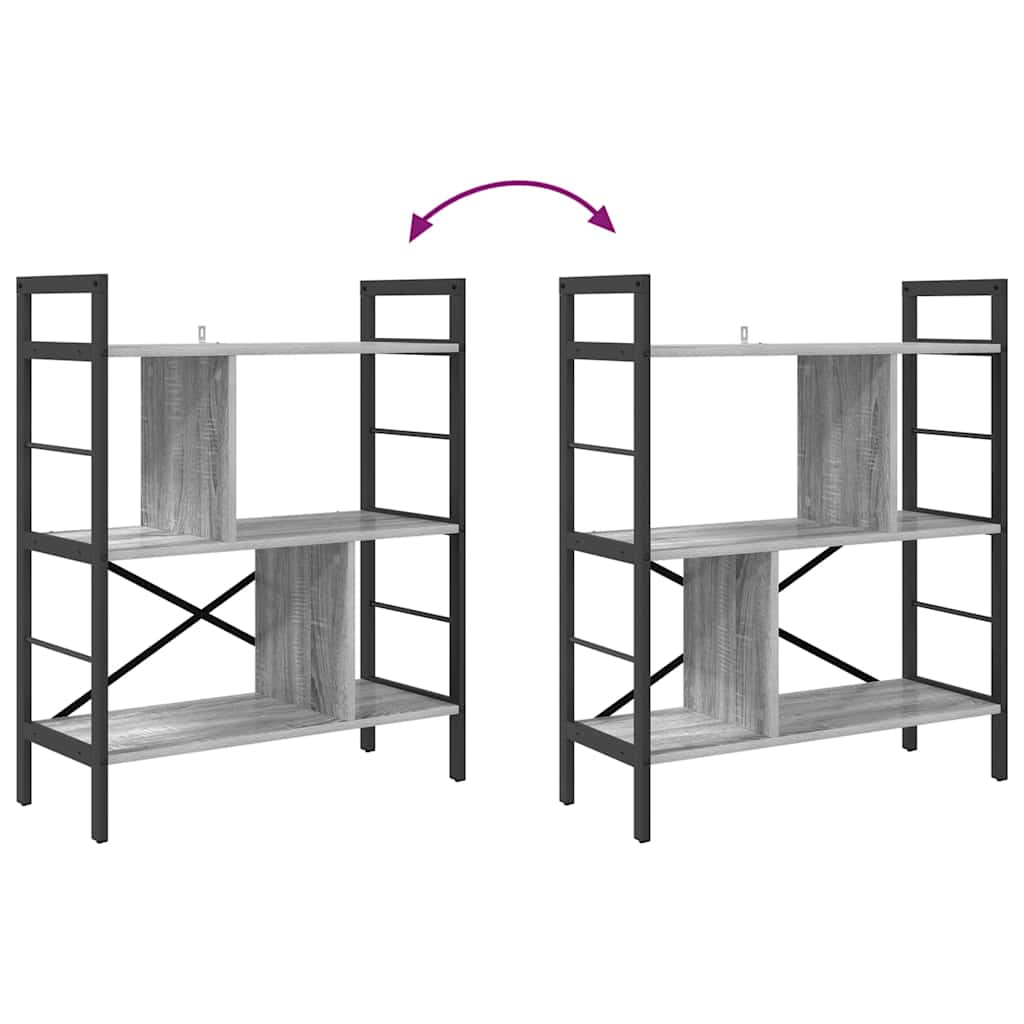 vidaXL Bookshelf Grey Sonoma 75 x 30 x 91 cm Engineered Wood
