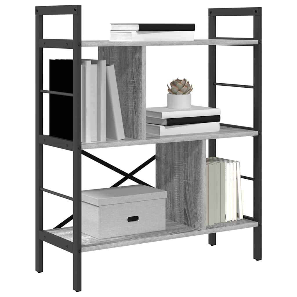 vidaXL Bookshelf 5-Tier 75 x 30 x 91 cm Engineered Wood Grey Sonoma