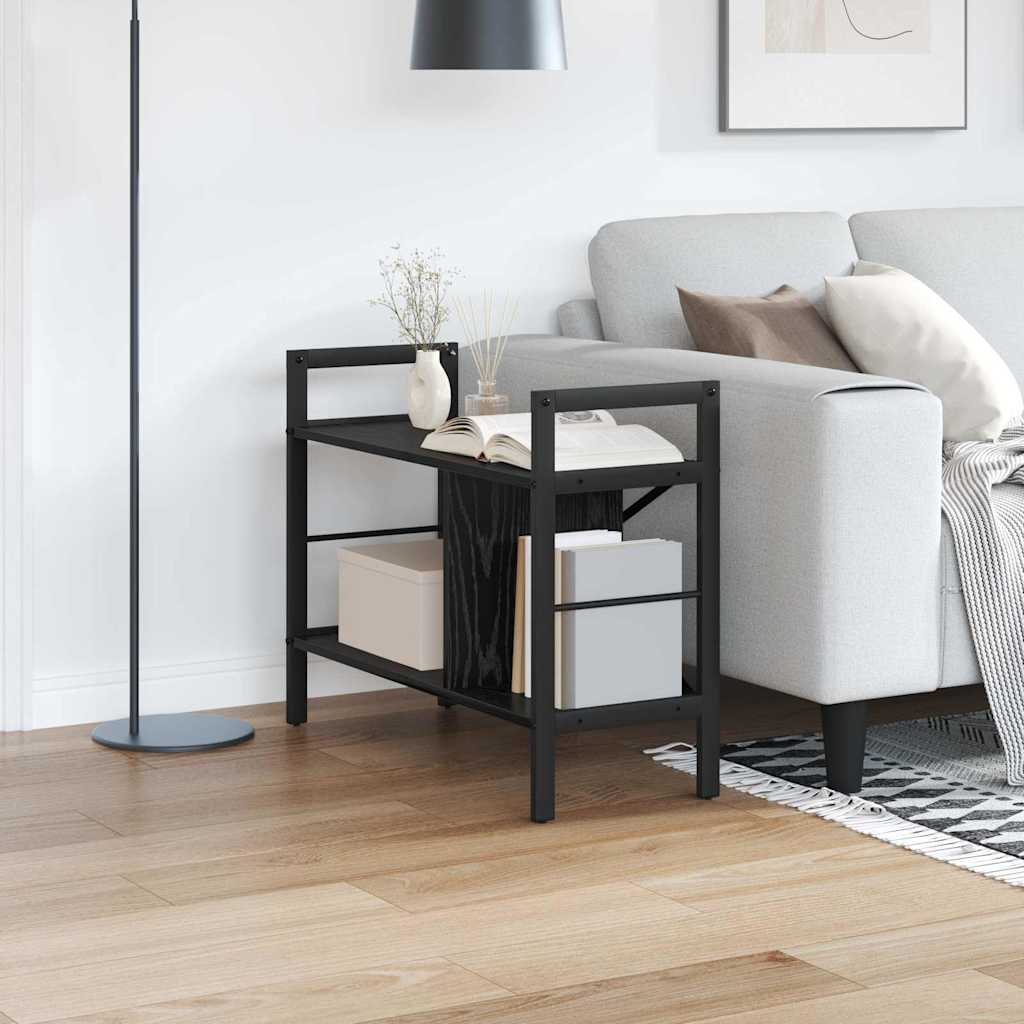 vidaXL Bookshelf 3-Tier 75 x 30 x 58.5 cm Engineered Wood Black Oak