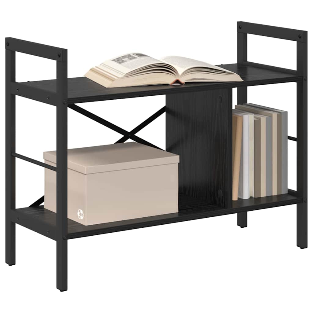 vidaXL Bookshelf 3-Tier 75 x 30 x 58.5 cm Engineered Wood Black Oak