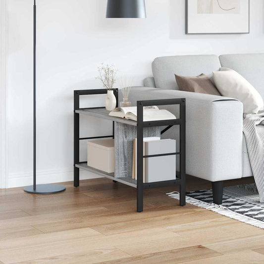 vidaXL Bookshelf 3-Tier 75 x 30 x 58.5 cm Engineered Wood Grey Sonoma