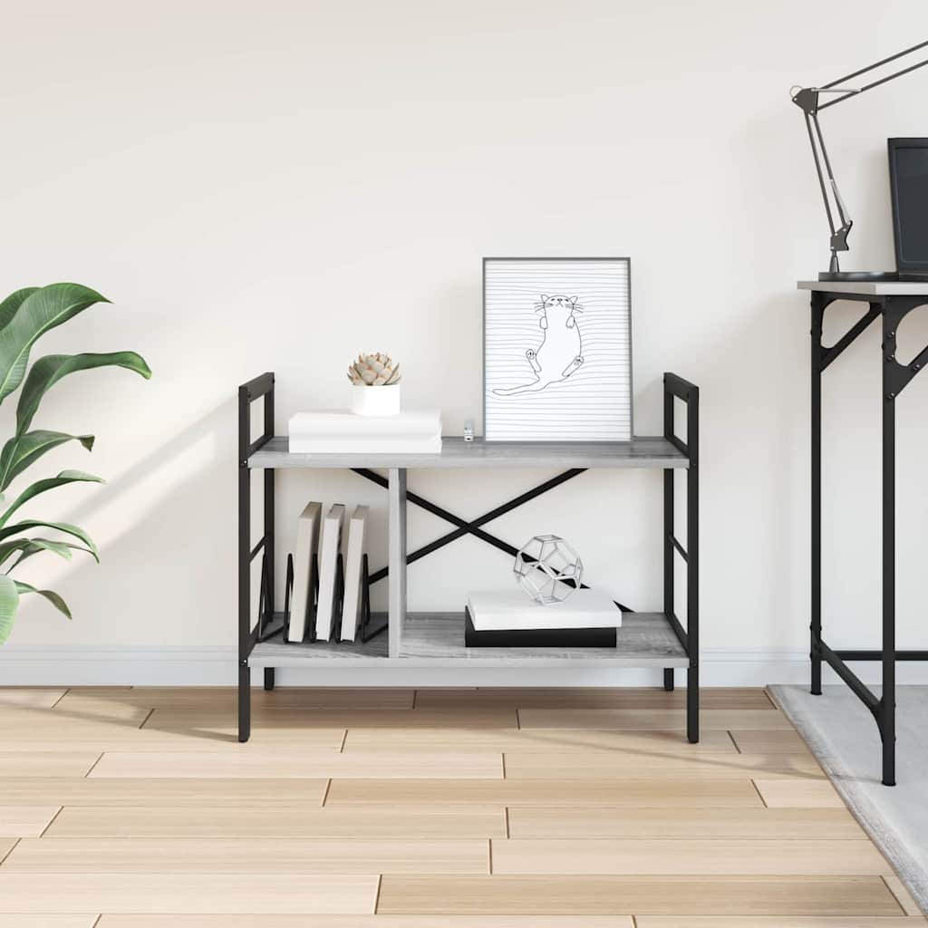vidaXL Bookshelf Grey Sonoma 75 x 30 x 58.5 cm Engineered Wood 3-Tier