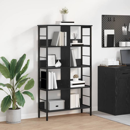 vidaXL Bookshelf 8-Tier 82 x 32 x 144.5 cm Engineered Wood Black Oak