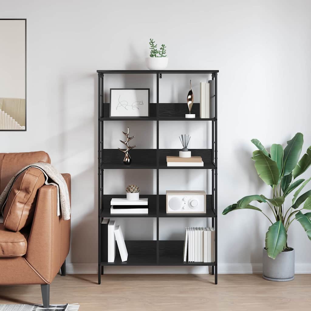vidaXL Bookshelf 8-Tier 82 x 32 x 144.5 cm Engineered Wood Black Oak