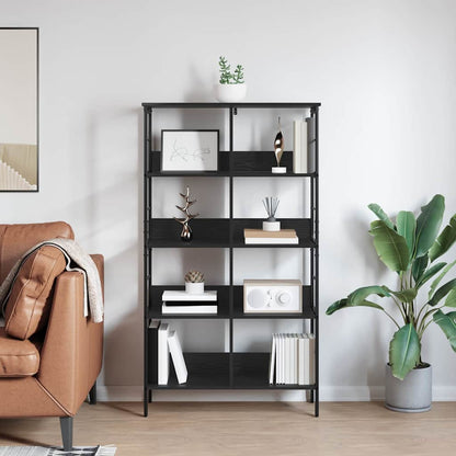 vidaXL Bookshelf 8-Tier 82 x 32 x 144.5 cm Engineered Wood Black Oak