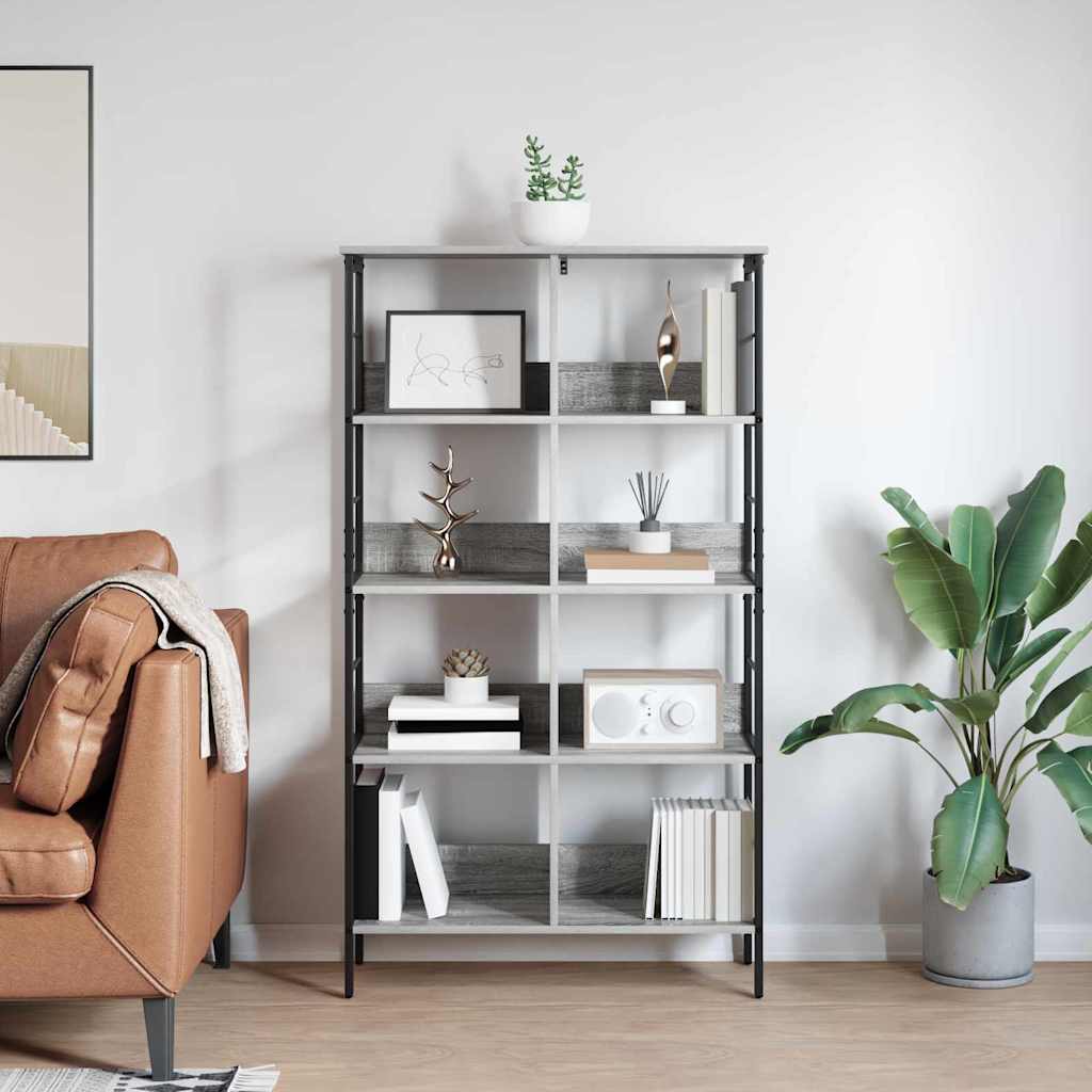 vidaXL Bookshelf 8-Tier 82 x 32 x 144.5 cm Engineered Wood Grey Sonoma