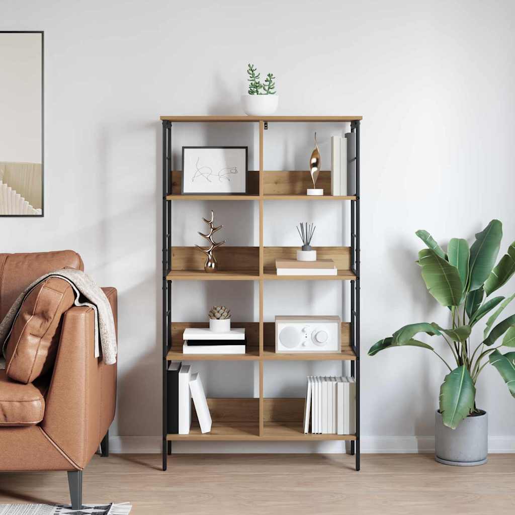 vidaXL Bookshelf 8-Tier 82 x 32 x 144.5 cm Engineered Wood Artisan Oak