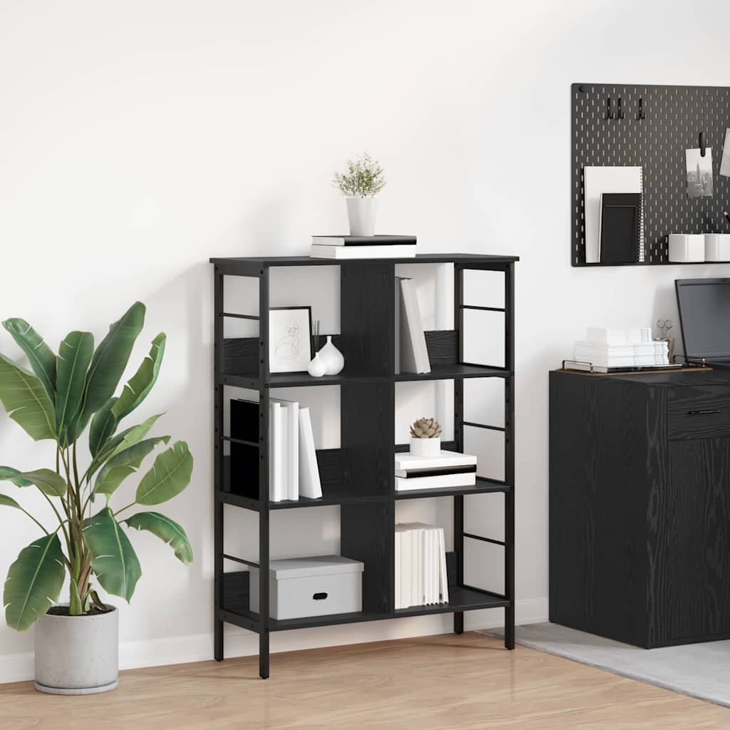 vidaXL Bookshelf 6-Tier 82 x 32 x 112 cm Engineered Wood Black Oak