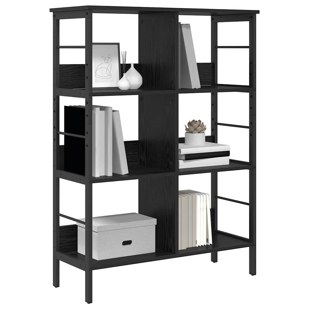 vidaXL Bookshelf 6-Tier 82 x 32 x 112 cm Engineered Wood Black Oak
