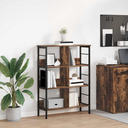 vidaXL Bookshelf 6-Tier 82 x 32 x 112 cm Engineered Wood Smoked Oak