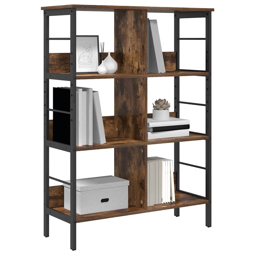 vidaXL Bookshelf 6-Tier 82 x 32 x 112 cm Engineered Wood Smoked Oak