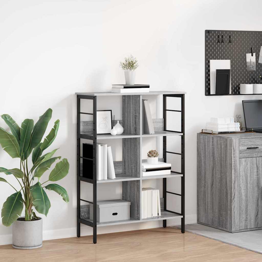 vidaXL Bookshelf 6-Tier 82 x 32 x 112 cm Engineered Wood Grey Sonoma