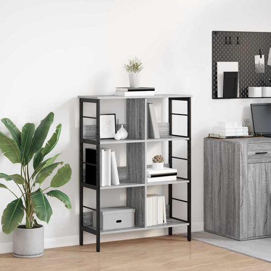 vidaXL Bookshelf 6-Tier 82 x 32 x 112 cm Engineered Wood Grey Sonoma